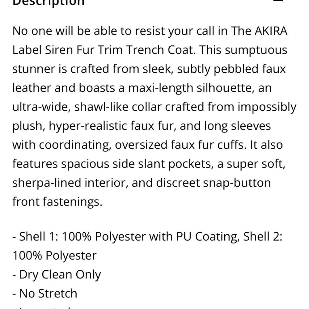 Fur Trim Trench Coat - Size Medium - Picture 2 of 8
